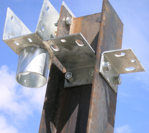 Galvanized steel side rail cleats.