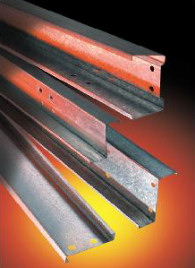Galvanised steel purlins and cleats.